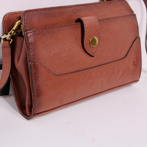 New Frye Lucy Leather Crossbody Bag Clutch Cognac DBO0485 MSRP 228.00 New Frye Lucy Leather Crossbody Bag Clutch Cognac DBO0485 MSRP 228.00